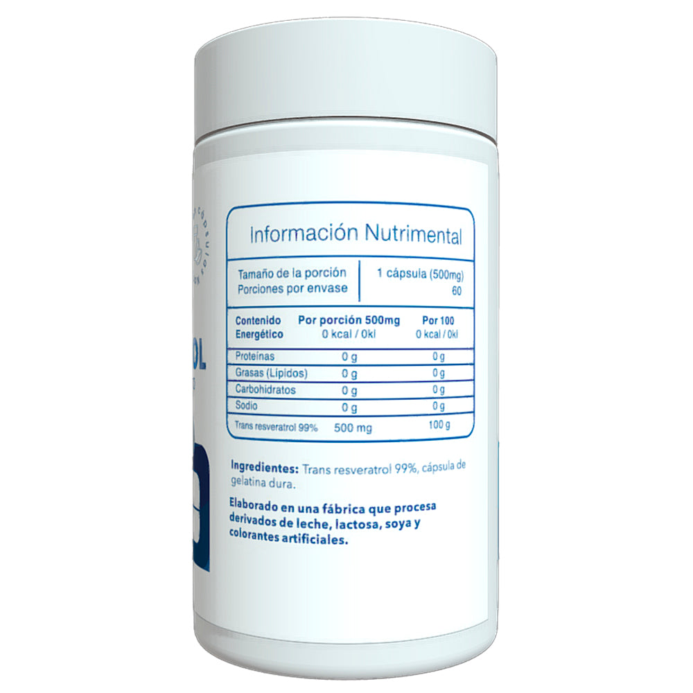 Trans-Resveratrol 98% 500mg 60 Cápsulas