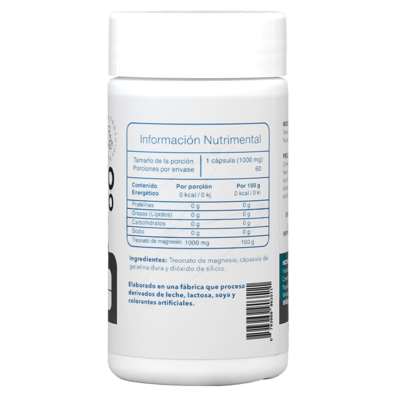 Treonato De Magnesio 1000mg 60 Cápsulas