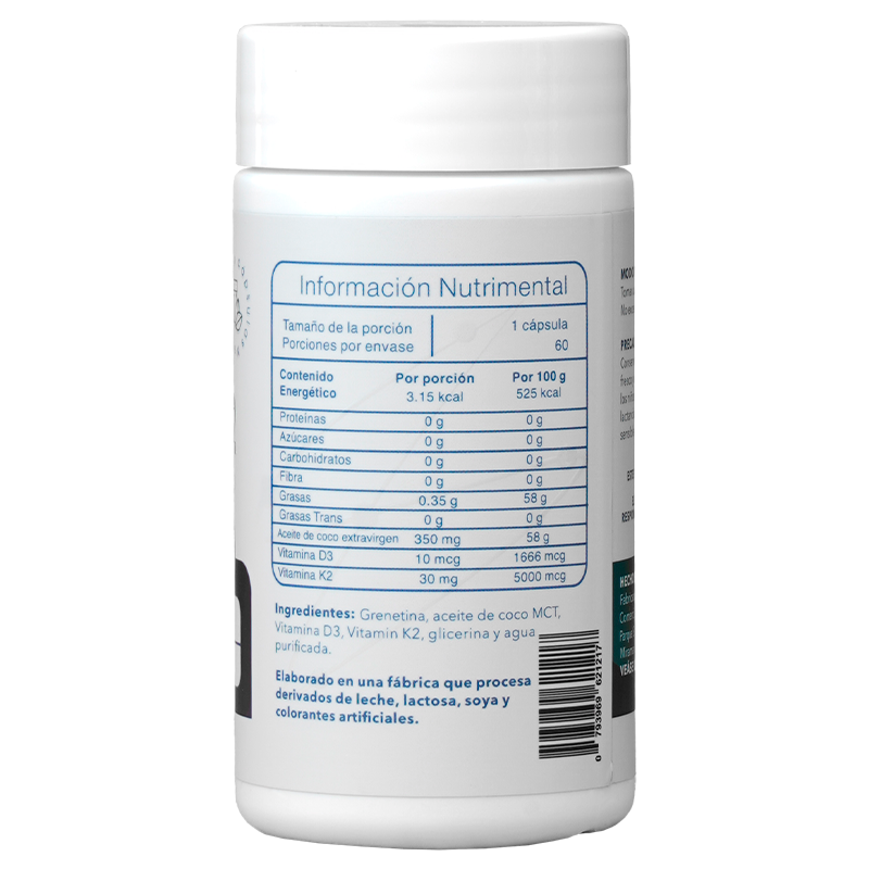 Vitamina D3 + K2 500UI 60 Cápsulas