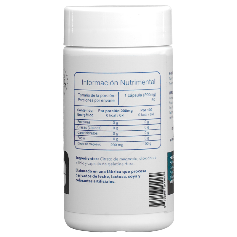 Citrato de magnesio 200mg 60 Cápsulas