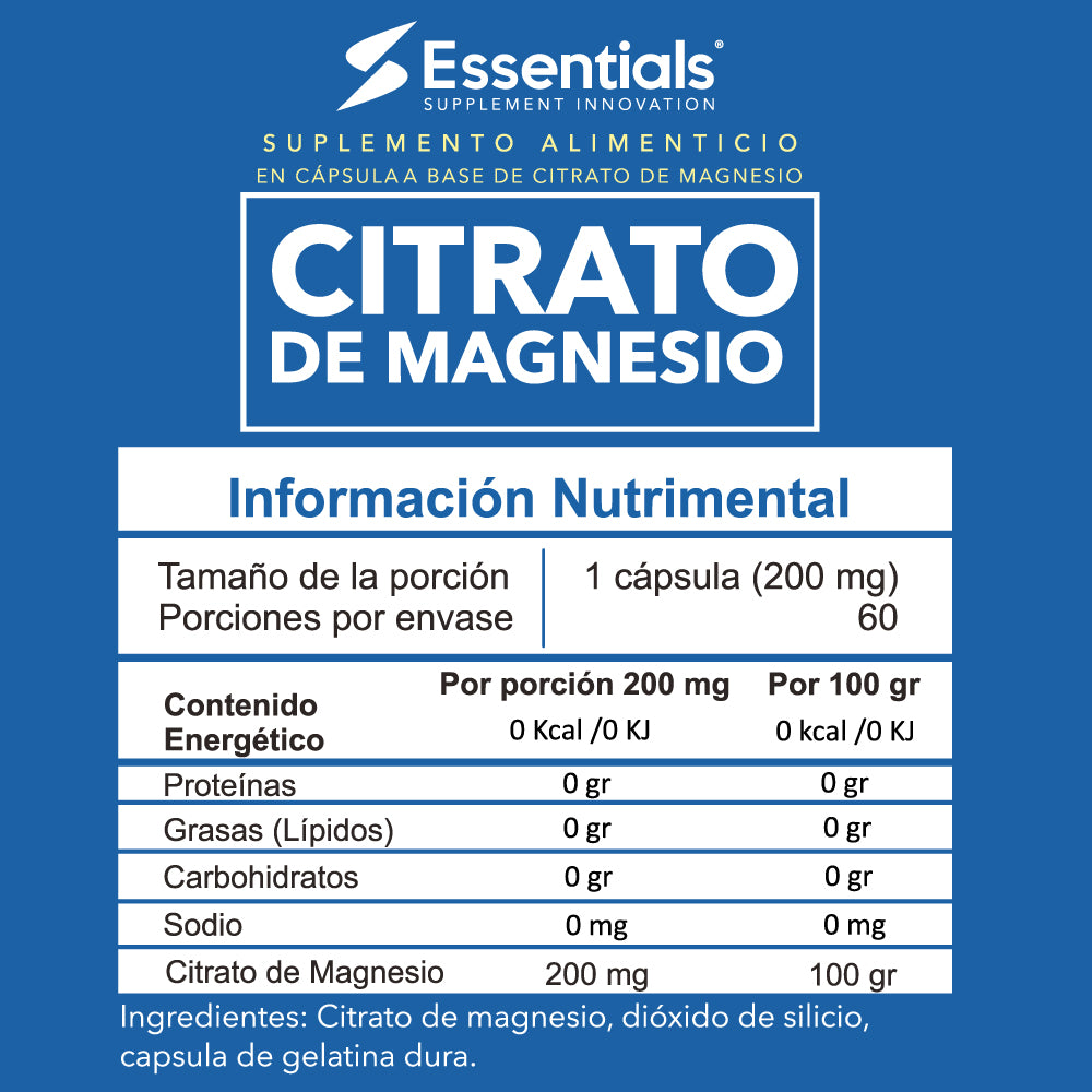 Citrato de magnesio 200 mg (60 cápsulas)