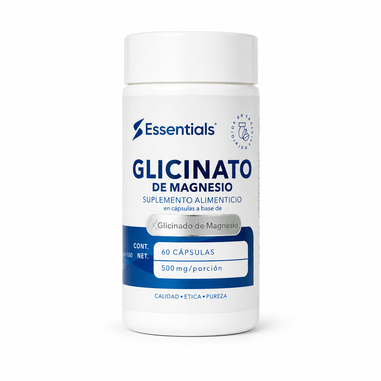 Glicinato de magnesio 500mg 60 Caps - Essentials