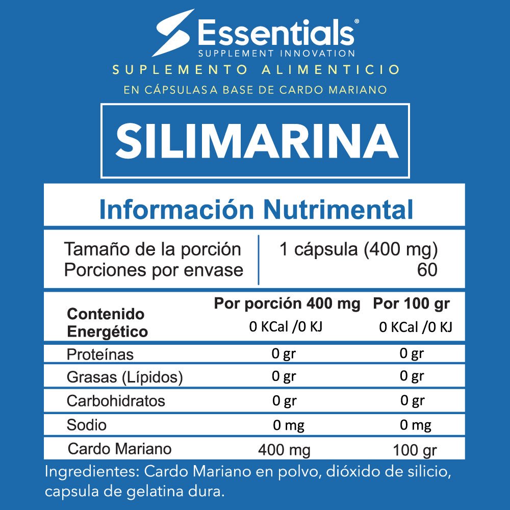 Silimarina 400mg 60 capsulas - Essentials