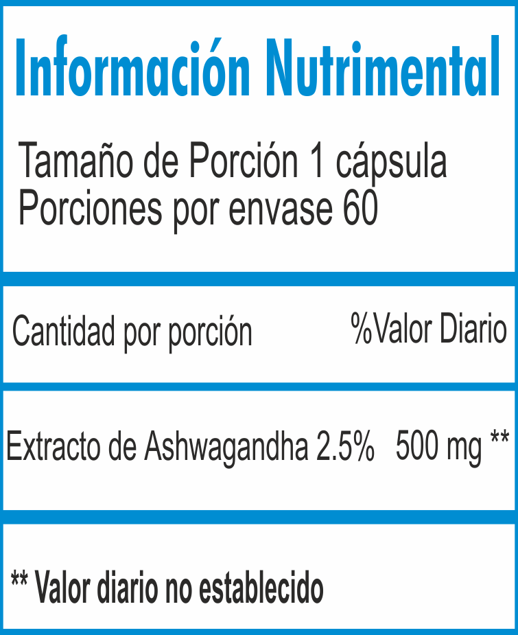 Ashwagandha Extracto 2.5% (500 mg - 60tabs)