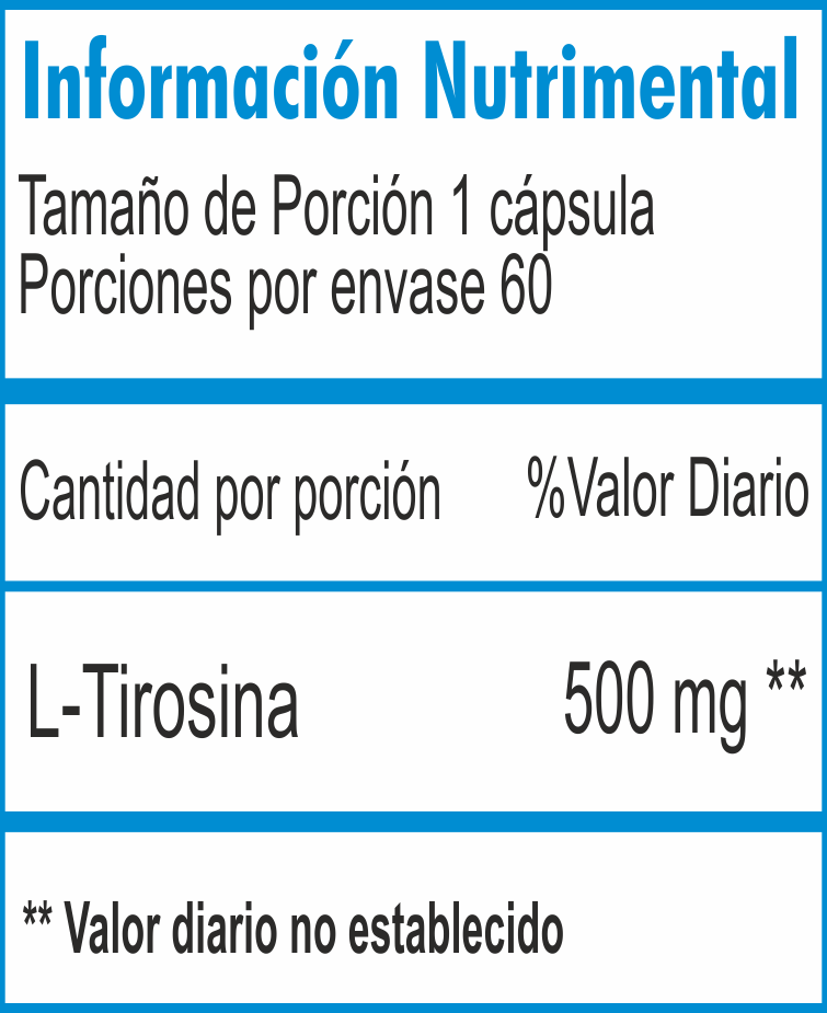 L-Tirosina 500 mg 60 capsulas