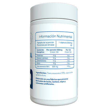 Trans-Resveratrol 98% 500mg 60 Cápsulas