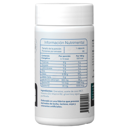 Vitamina D3 + K2 500UI 60 Cápsulas