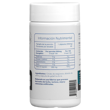 Citrato de magnesio 200mg 60 Cápsulas