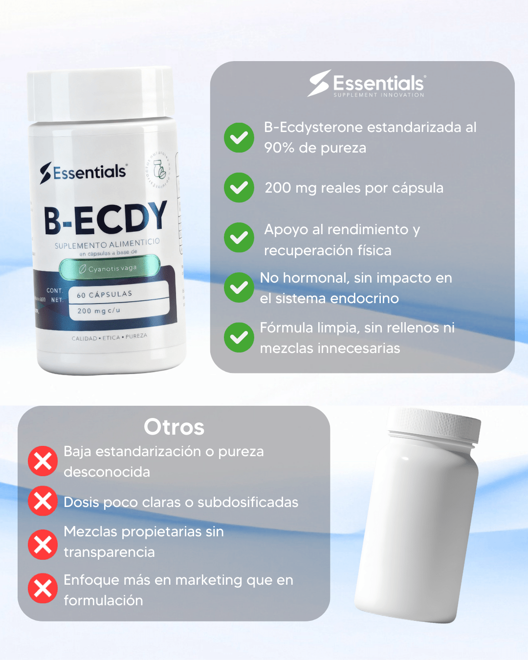B - Ecdysterone 90% 200mg - 60 capsulas - Essentials