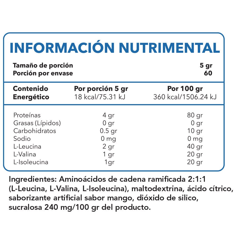 BCAA 2:1:1 5 g 60Serv | 0 Azucar | 100% BCAA - Essentials