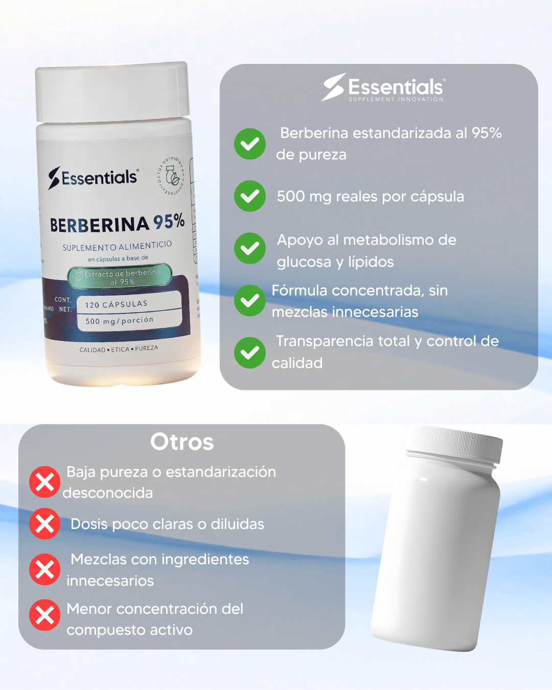 Berberina 95% 500mg 120 Capsulas - Essentials