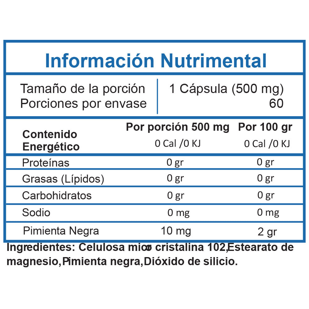 Bioperina 10mg 60 capsulas