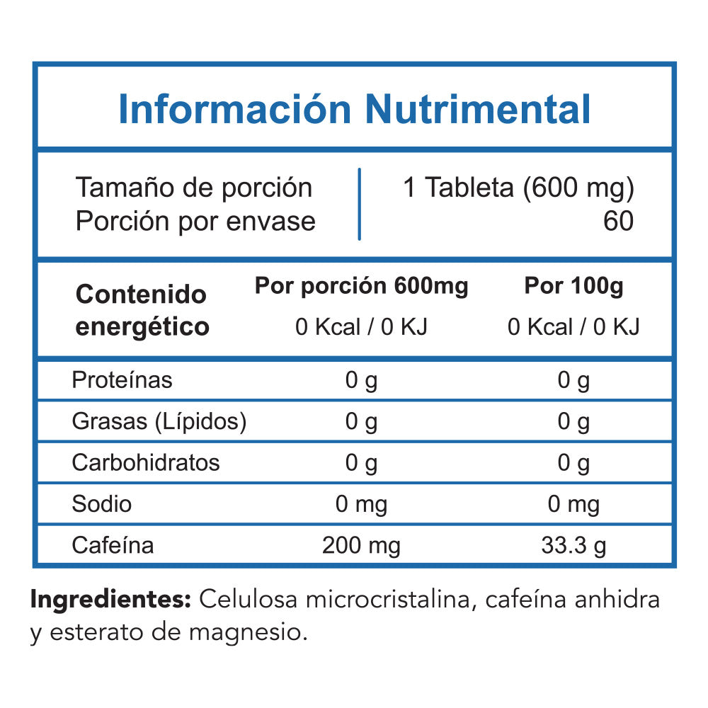 Cafeína - 60 tabletas