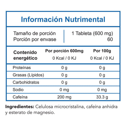 Cafeína - 60 tabletas