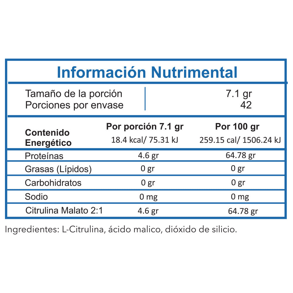 Citrulina Malato 7.1gr  - Mejor rendimiento