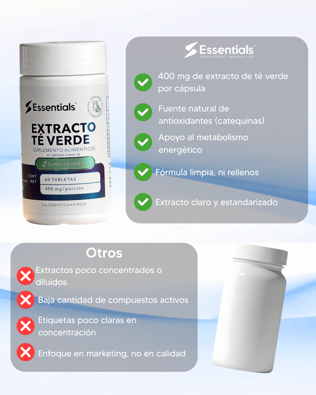 Extracto de Té Verde 400mg 60 Tabletas - Essentials