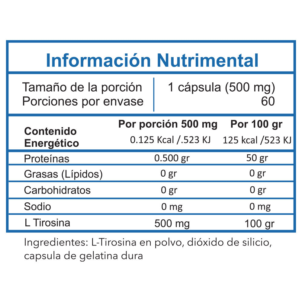 L-Tirosina 500 mg 60 capsulas