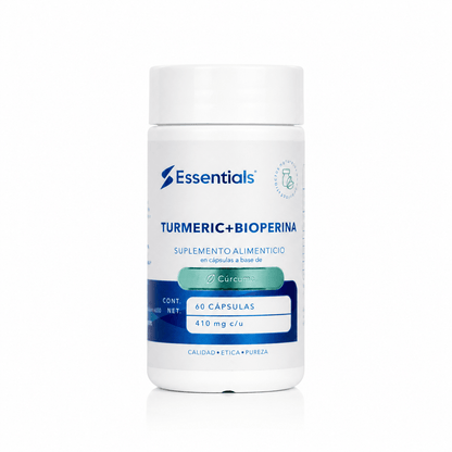 Turmeric + Bioperina 375mg - Cúrcuma 60 Caps - Essentials