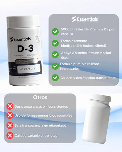 Vitamina D3 5000UI 60 Cápsulas - Essentials