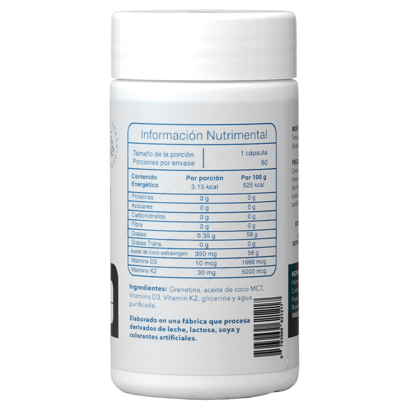 Vitamina D3 + K2 500UI 60 Cápsulas - Essentials