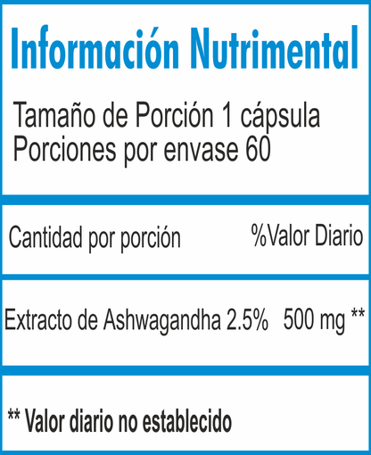 Ashwagandha Extracto 2.5%  (500 mg - 60tabs)